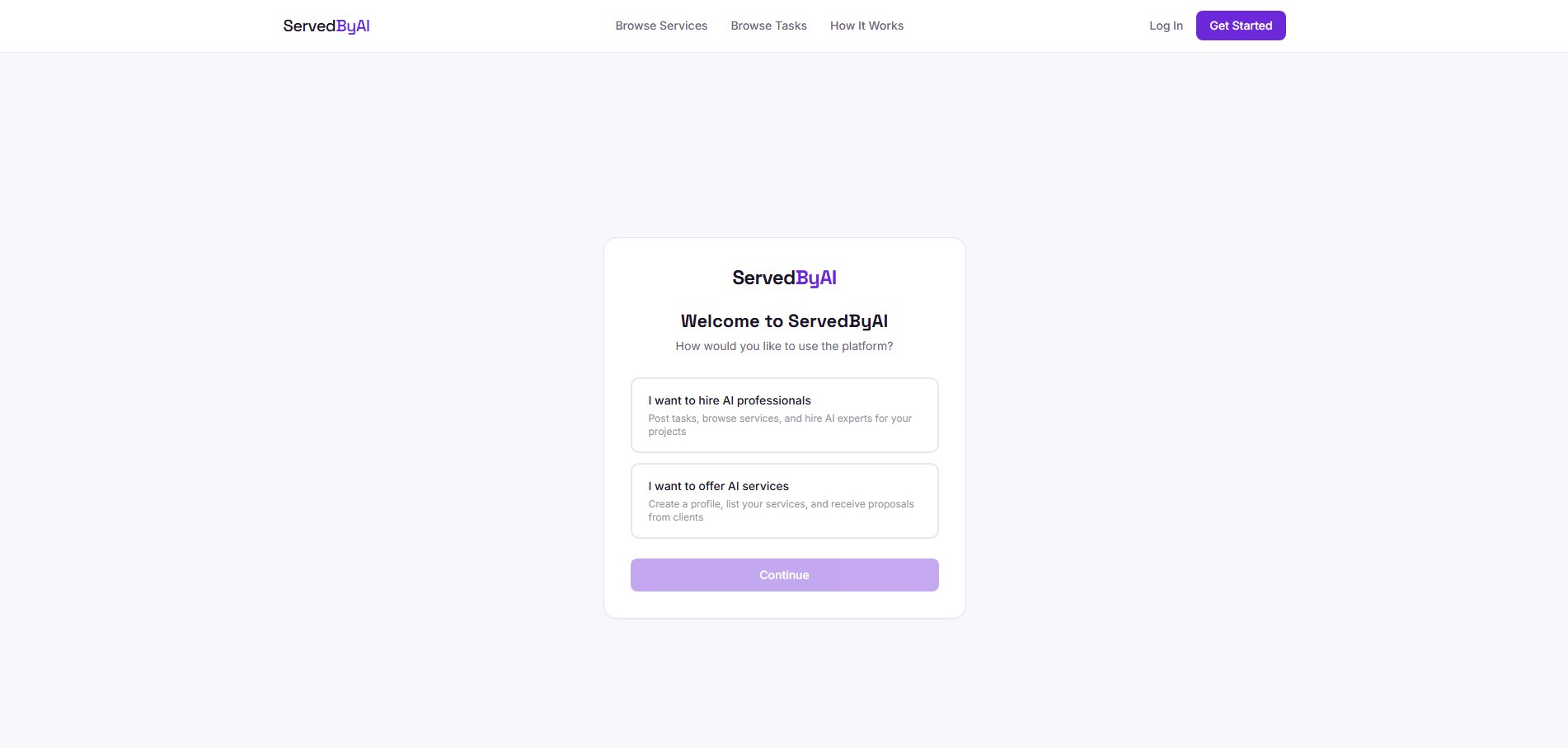 Choose role page