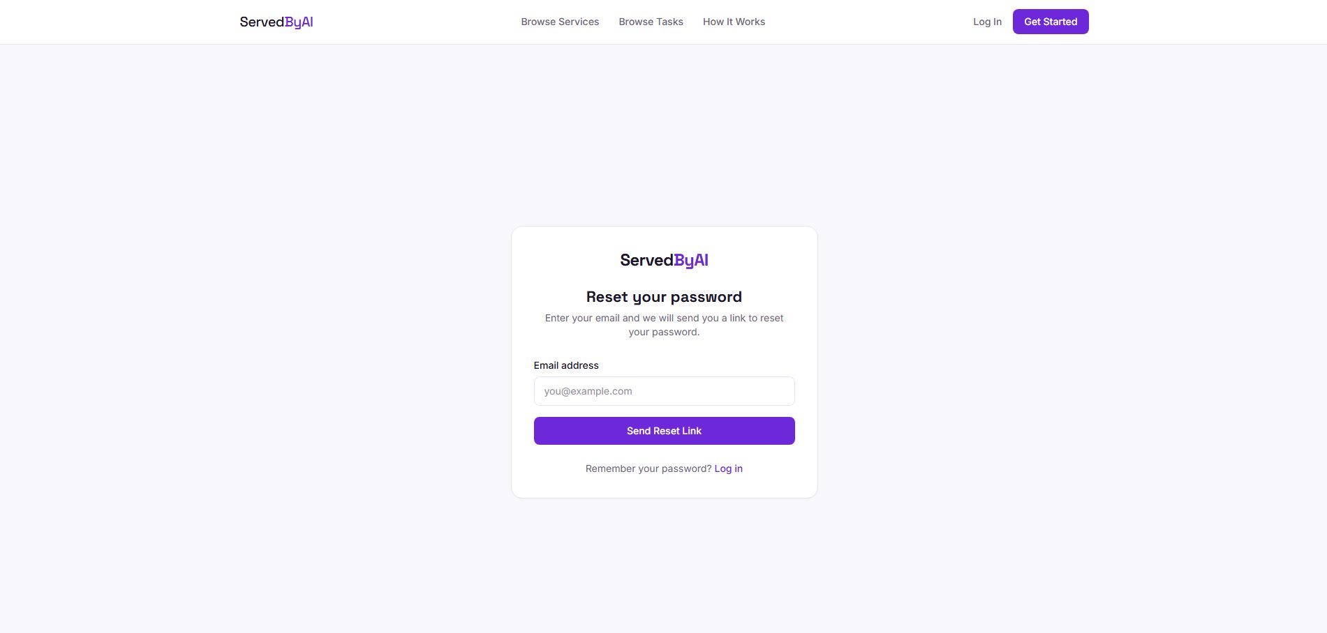 Forgot password page