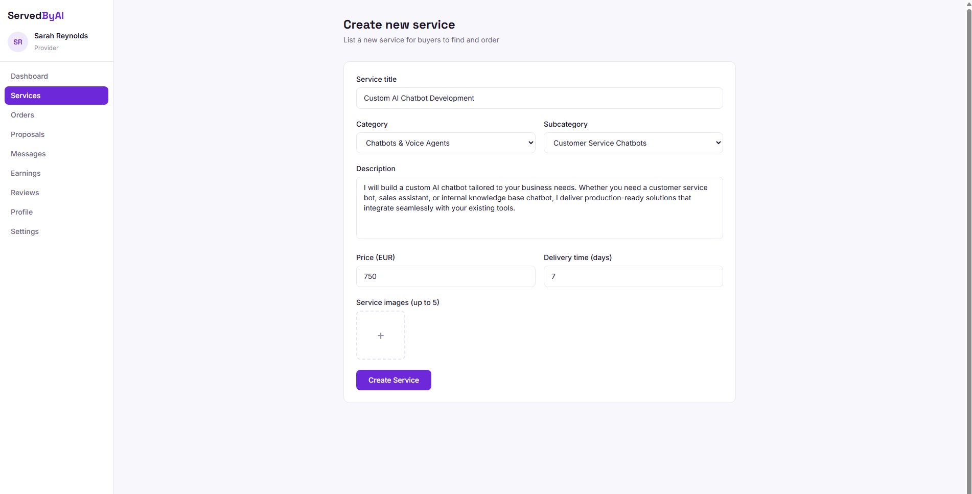 New service form