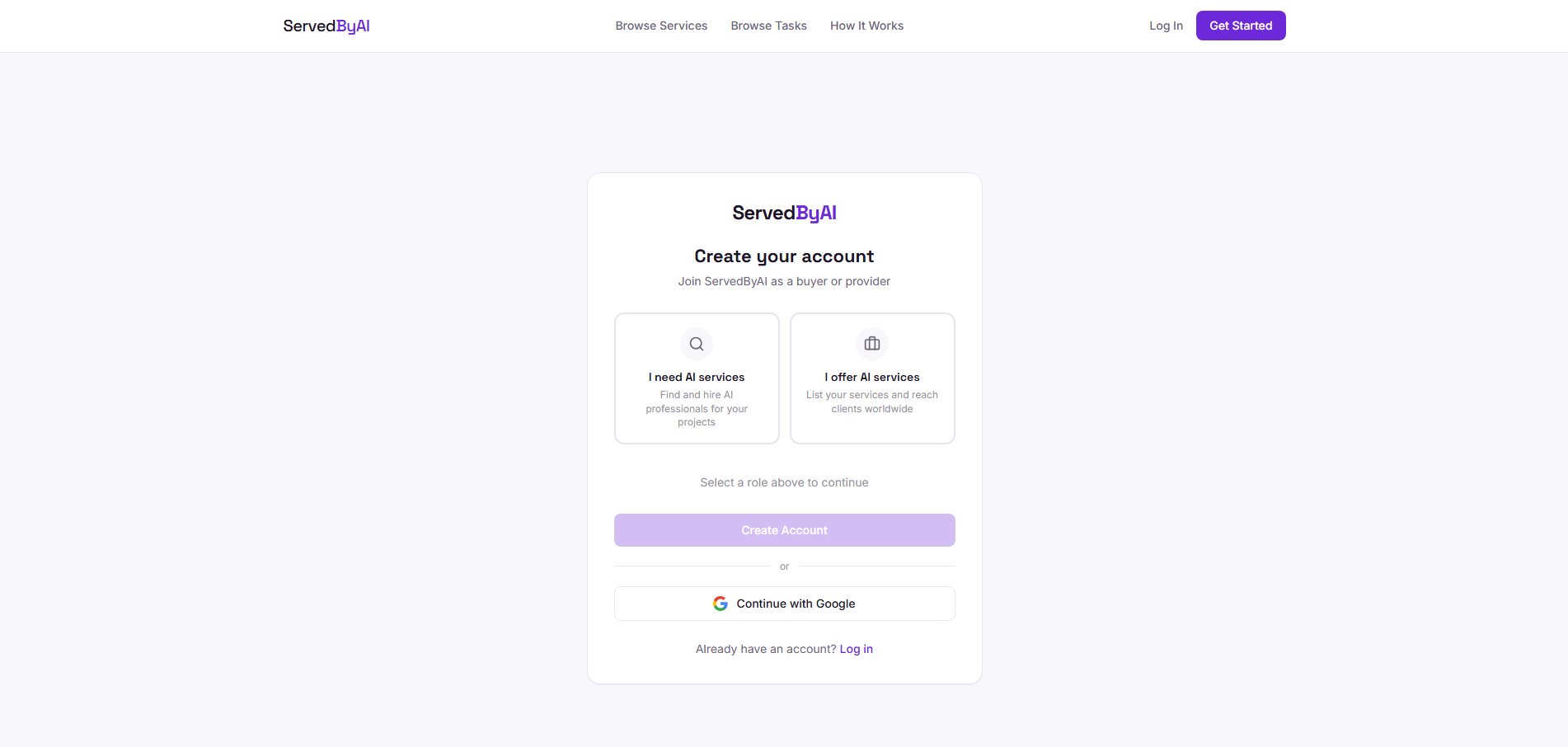 Registration page